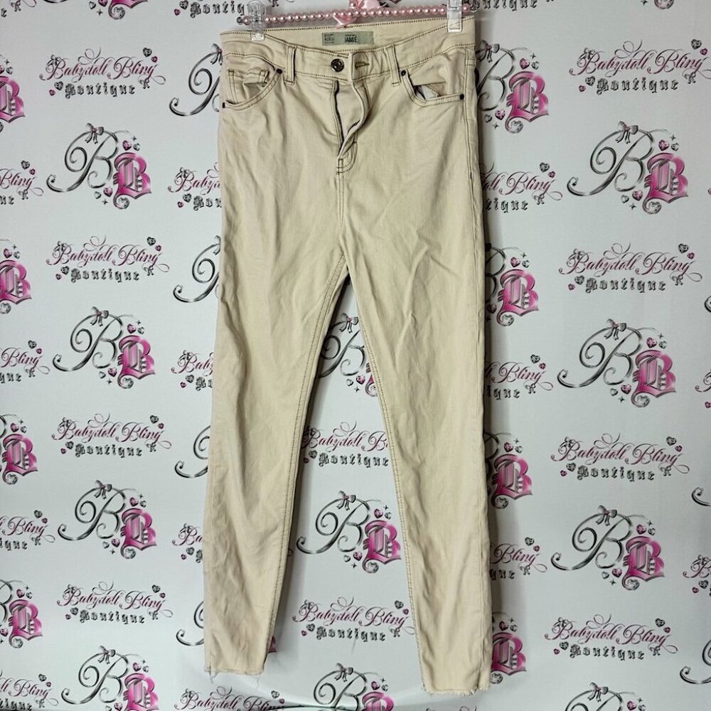 Topshop pants moto Jamie Beige Skinny Jeans soft stretchy cream white